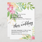 Hun bruiloft typografie Waterverf Bloemen bruiloft Kaart (Voorkant / Achterkant)