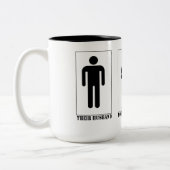 Hun man...Je man...mijn man koffie c Tweekleurige Koffiemok (Links)