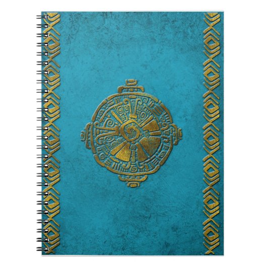 Hunab Ku Mayan symbool goud op oude steen Notitieboek (Voorkant)
