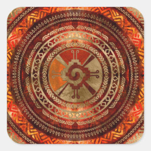 Hunab Ku Mayan-symbool Verbrandt Sinaasappel en go Vierkante Sticker