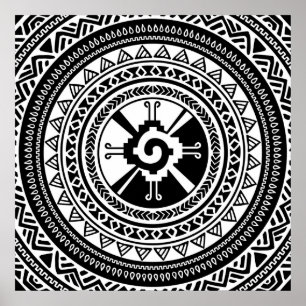 Hunab Ku Mayan symbool zwart en goud Poster