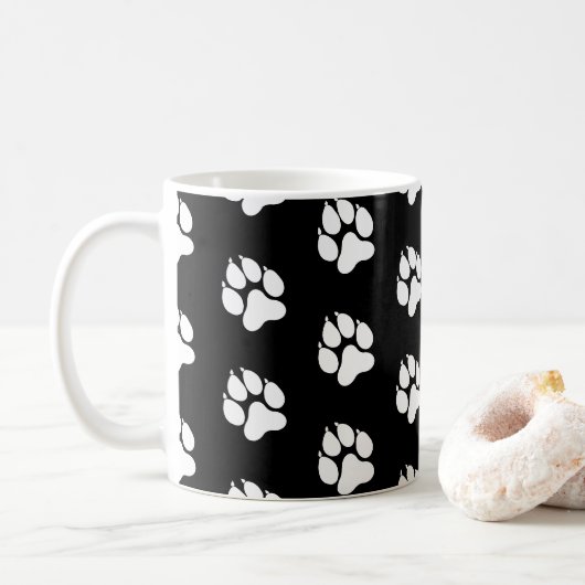 Hundepfote - Weiß - Schwarz Koffiemok (Met donut)
