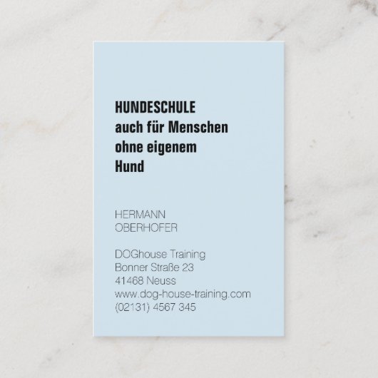 Hundeschule Visitenkarten Visitekaartje (Achterkant)
