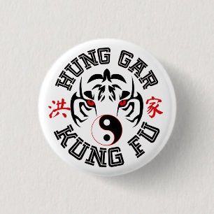 Hung Gar Kung Fu Tiger met Yin Yang Symbol Ronde Button 3,2 Cm