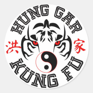 Hung Gar Kung Fu Tiger met Yin Yang Symbol Ronde Sticker
