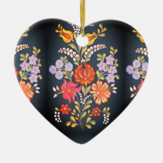 hungarian flowers -vibrant colors heart shape  keramisch ornament