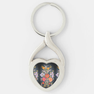 hungarian flowers -vibrant colors heart shape  sleutelhanger