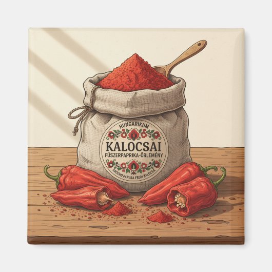 Hungarian Kalocsai Paprika – Red Paprika Powder Magneet (Voorkant)