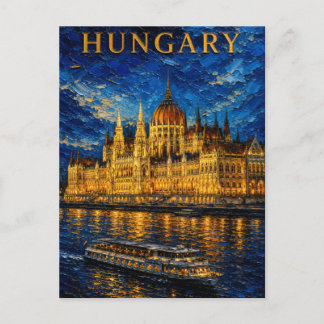 Hungary: Night Glow Budapest Art Souvenir Briefkaart