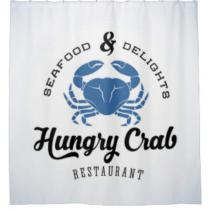 Hungry Crab Restaurant Poster Douchegordijn