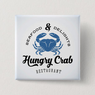 Hungry Crab Restaurant Poster Vierkante Button 5,1 Cm