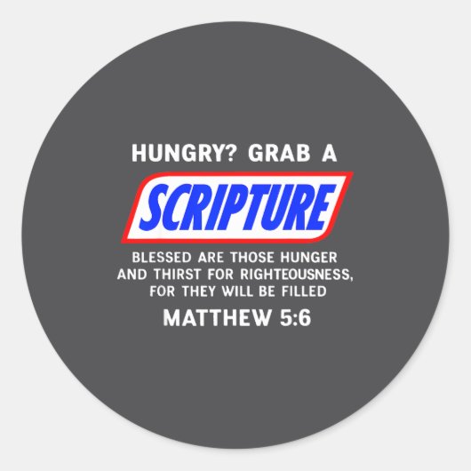 Hungry_ Grab A Scripture Bible Verse Famous Funny Ronde Sticker (Voorkant)