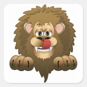 Hungry Lion Cartoon Vierkante Sticker