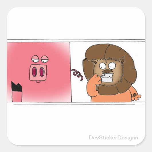 Hungry Lion Vierkante Sticker (Voorkant)