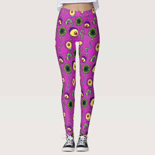Hungry Monster Seamless Pattern Leggings (Voorkant)