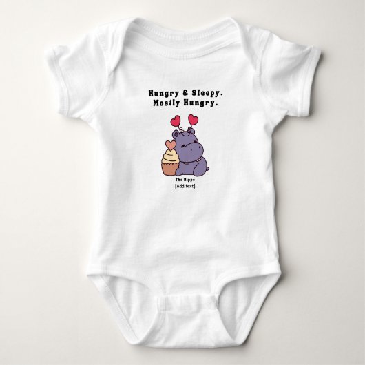 Hungry & Sleepy Hippo - Cute Mostly Hungry Baby Qu Romper (Voorkant)