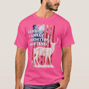 Huning God Family Country Deer Flag Patriotic T-shirt
