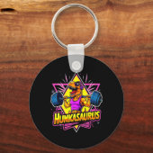 Hunkasaurus Gym Workout T-rex Powerlifting Bodybui Sleutelhanger (Voorkant)