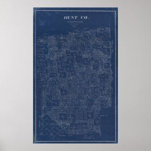 Hunt County, Texas 1894  kaart Poster