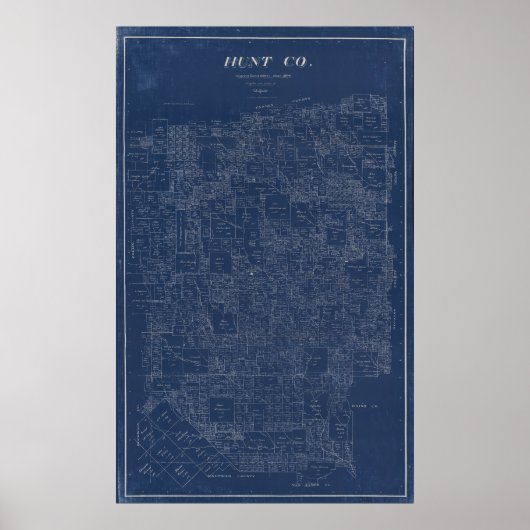 Hunt County, Texas 1894  kaart Poster (Voorkant)