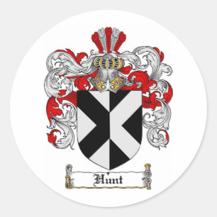 HUNT FAMILY CREST - HUNT COAT WAPENS RONDE STICKER