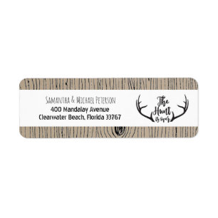 "Hunt is over" Rustic Antler Barnwood Wedding Etiket