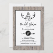 "Hunt is over" Rustic Antler Barnwood Wedding Kaart (Voorkant)