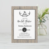 "Hunt is over" Rustic Antler Barnwood Wedding Kaart (Staand voorkant)
