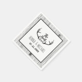 "Hunt is over" Rustic Antler Barnwood Wedding Servetten (Hoek)