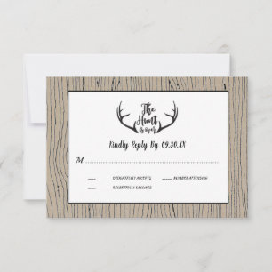 "Hunt is over" Rustiek Antler Barnwood Bruiloft RS Kaart