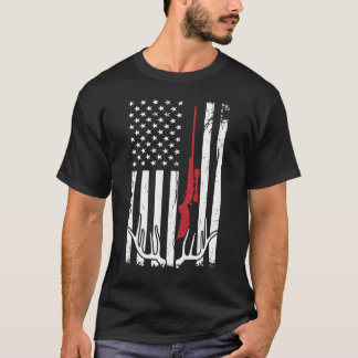 Hunter American Flag USA Hunting Deer Gift T-shirt