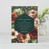 Hunter Autumnal Flora Wedding Kaart (Staand voorkant)