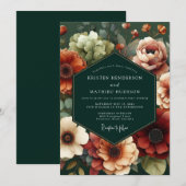 Hunter Autumnal Flora Wedding Kaart (Voorkant / Achterkant)