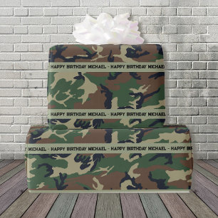 Hunter Bossen Camo Tekst toevoegen & Naam Verjaard Cadeaupapier