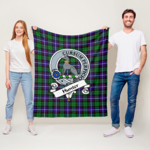 Hunter Clan Badge Schotse ruit Fleece Deken