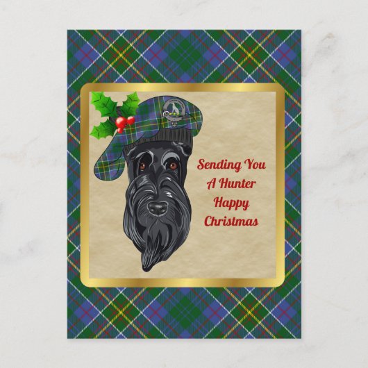 Hunter Clan Badge & Tartankerst Briefkaart (Voorkant)
