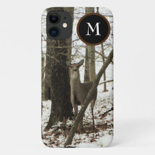 Hunter Deer in de sneeuw met monogram Camo iPhone 11 Hoesje