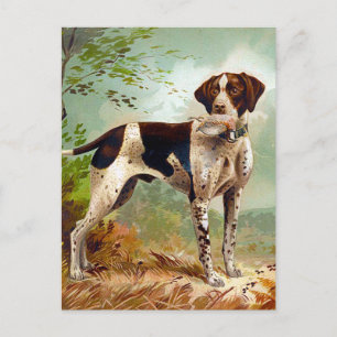Hunter dog met vogel in de mond briefkaart