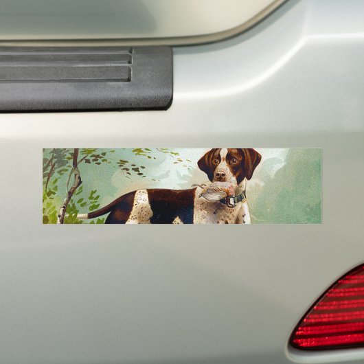 Hunter dog met vogel in de mond bumpersticker (Op auto)
