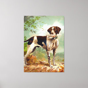 Hunter dog met vogel in de mond canvas afdruk