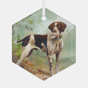 Hunter dog met vogel in de mond glas ornament