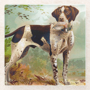 Hunter dog met vogel in de mond glazen onderzetter
