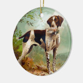 Hunter dog met vogel in de mond keramisch ornament (Links)