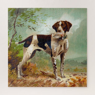 Hunter dog met vogel in de mond legpuzzel