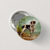 Hunter dog met vogel in de mond ronde button 3,2 cm (Voorkant /achterkant)