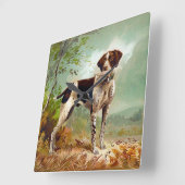 Hunter dog met vogel in de mond vierkante klok (Hoek)