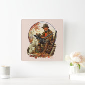 Hunter en Spaniel Vierkante Klok (Huis)