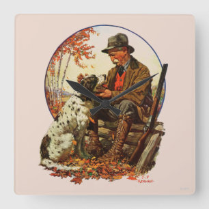 Hunter en Spaniel Vierkante Klok