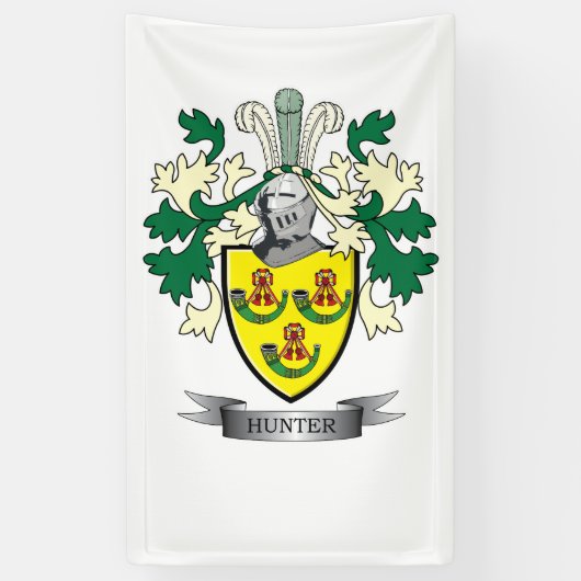 Hunter Family Crest Coat of Arms Spandoek (Verticaal)