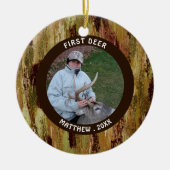 Hunter FIRST DEER Photo Camouflage-herdenking Keramisch Ornament (Voorkant)